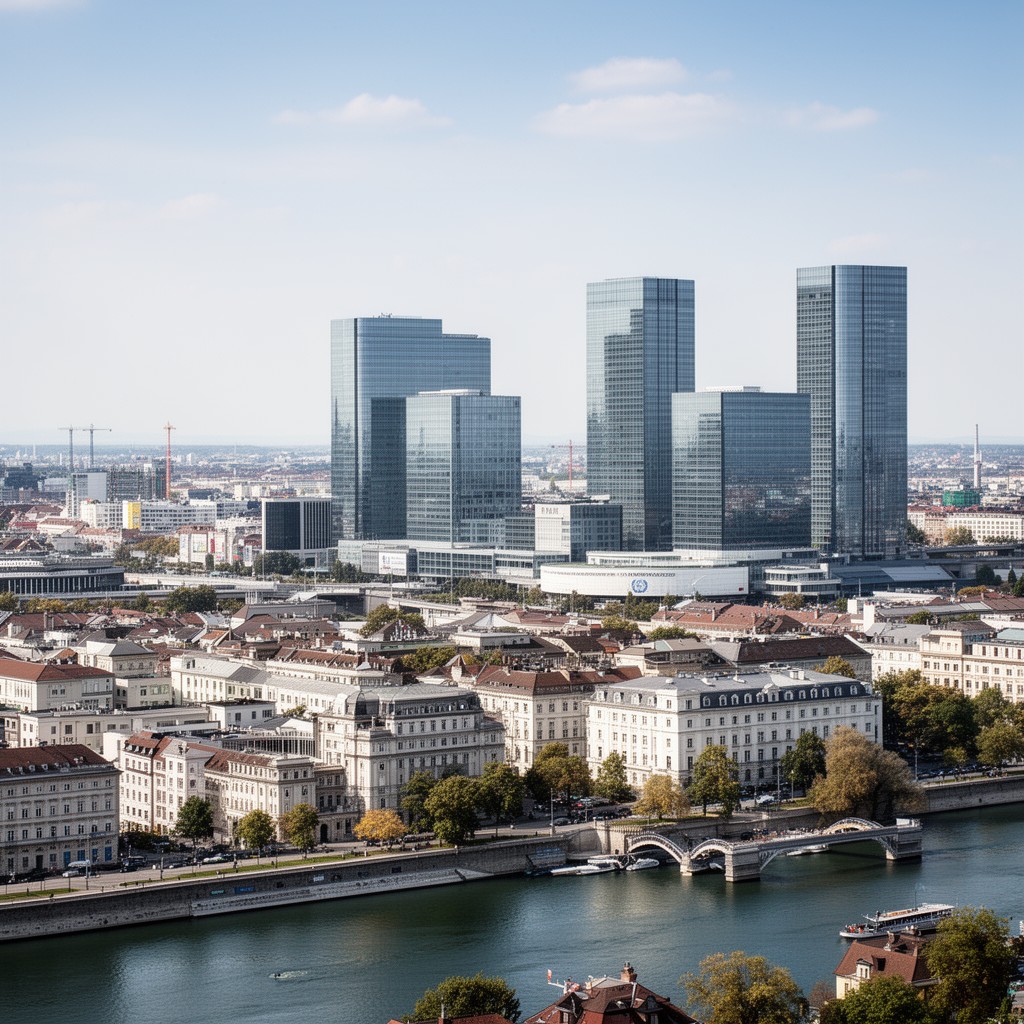 AI-generated illustration of Kaisermühlen district of Vienna