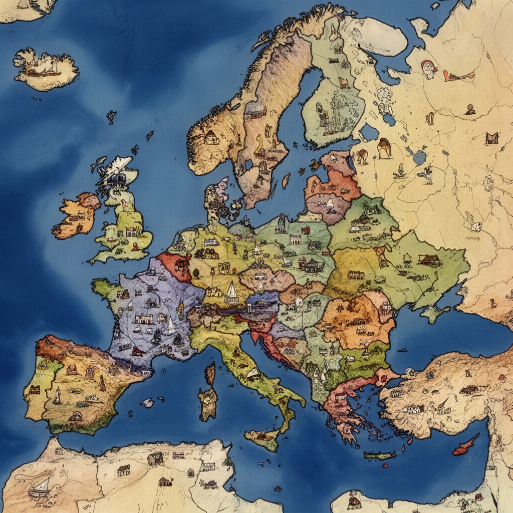 AI-generated illustration of Europe