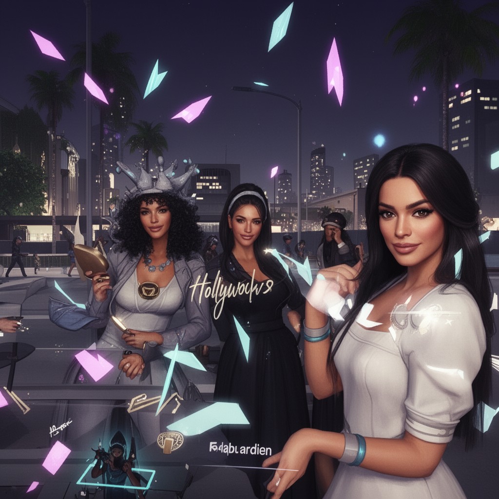 AI-generated illustration of Kim Kardashian: Hollywood (mobile game)