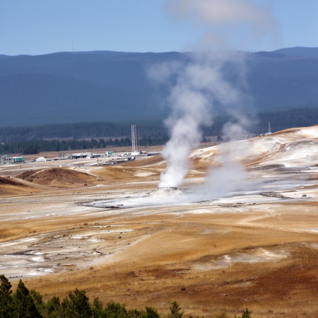AI-generated illustration of The Geysers geothermal field
