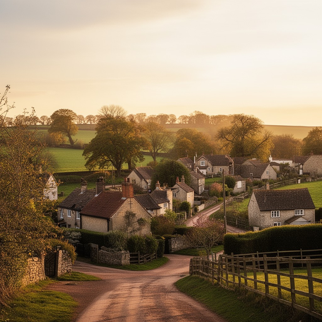 AI-generated illustration of Yardley Hastings, Northamptonshire, England