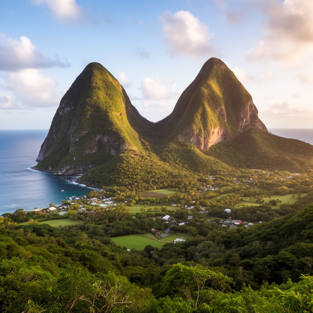 AI-generated illustration of The Pitons
