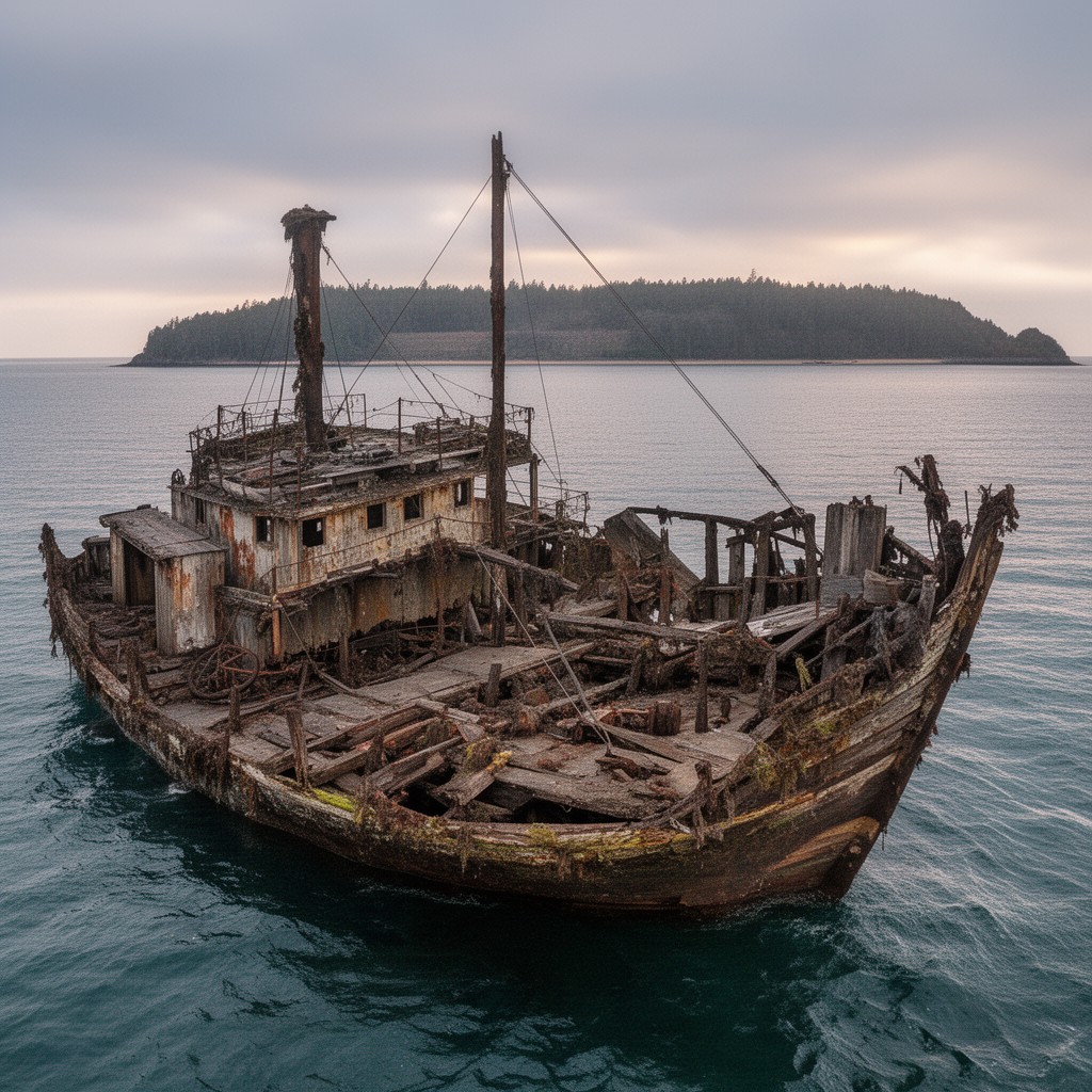 AI-generated illustration of Three Brothers shipwreck