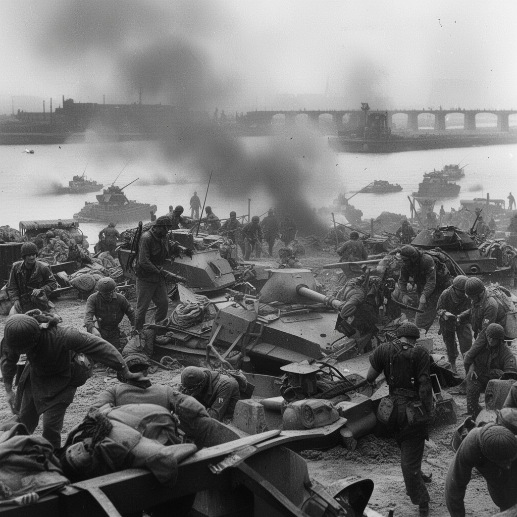 AI-generated illustration of Battle of Nijmegen (September 1944)