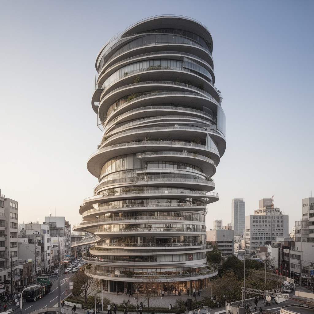 AI-generated illustration of Spiral Building