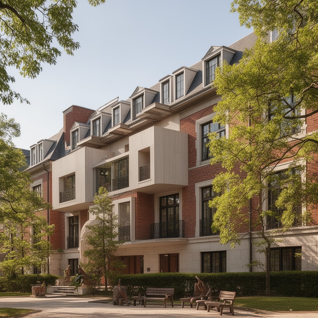 AI-generated illustration of Yale University Globalization Center (Betts House renovation and addition)