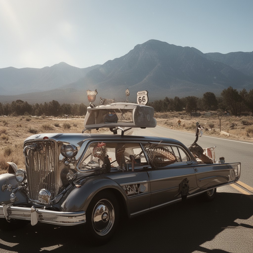 AI-generated illustration of song "Route 66"