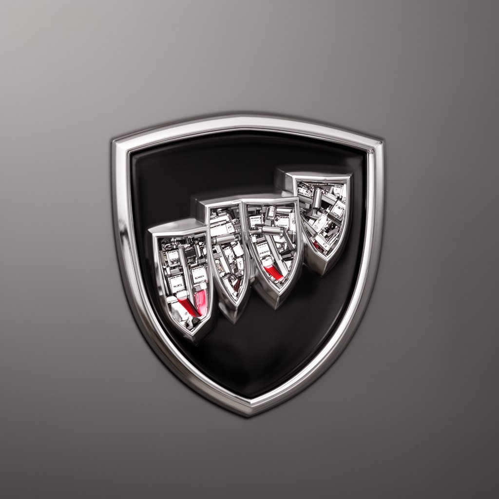 AI-generated illustration of tri-shield emblem
