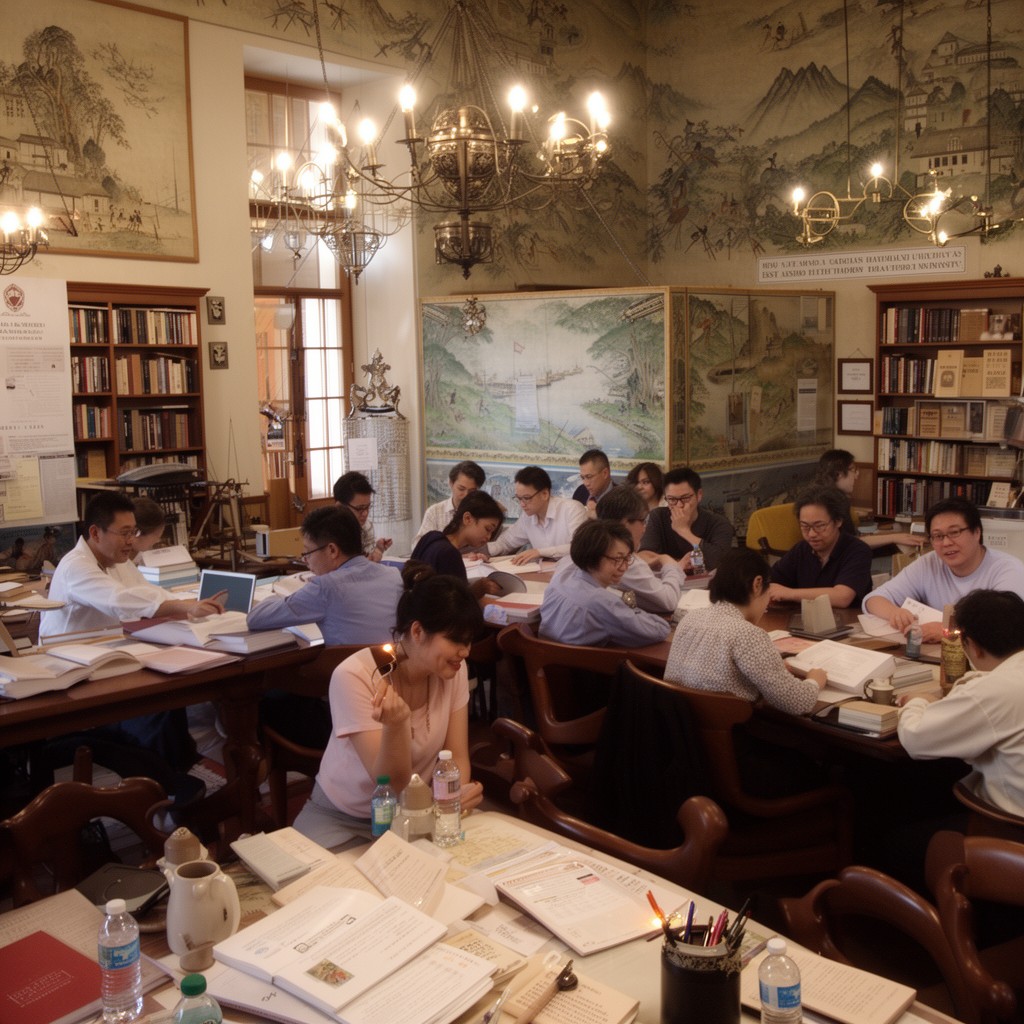 AI-generated illustration of East Asian studies at Harvard University