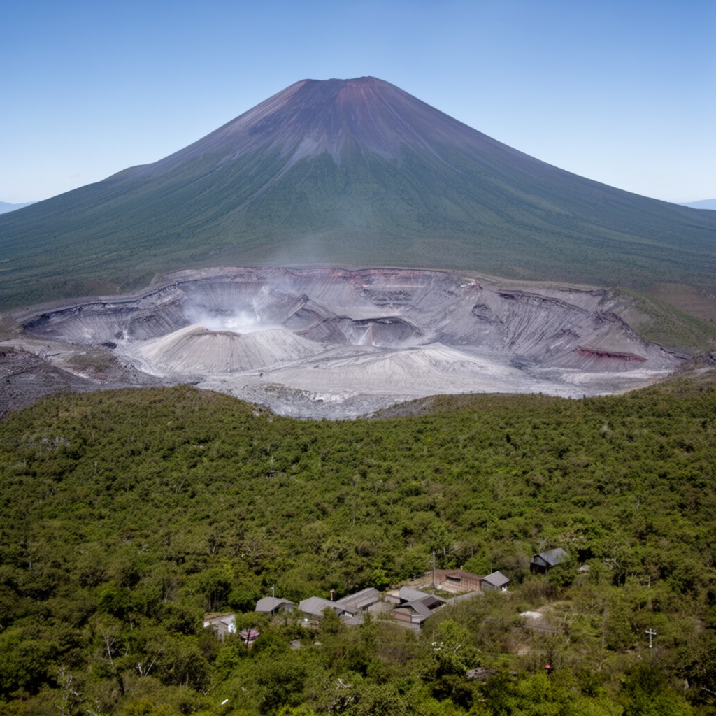 AI-generated illustration of Mount Aso