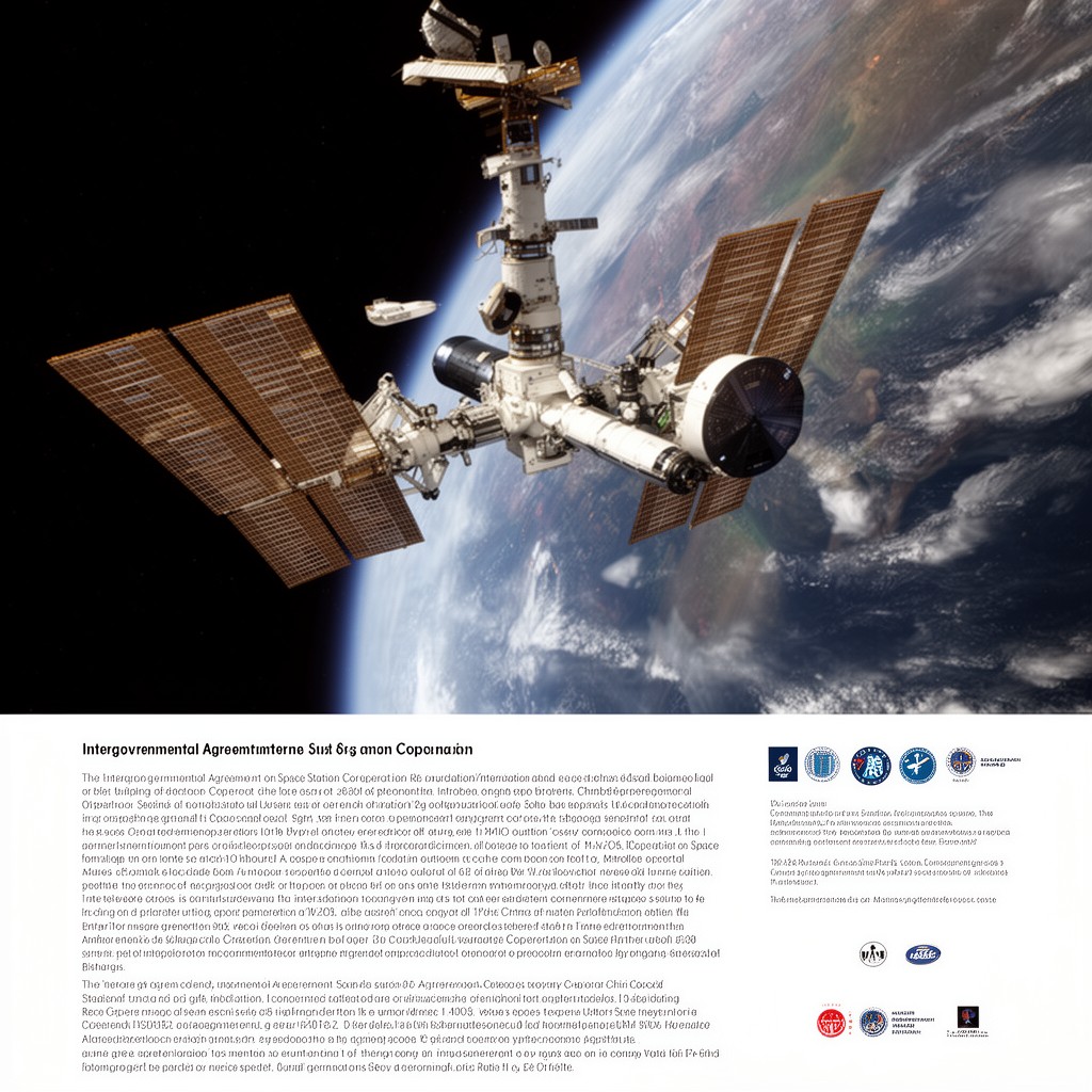 AI-generated illustration of Intergovernmental Agreement on Space Station Cooperation