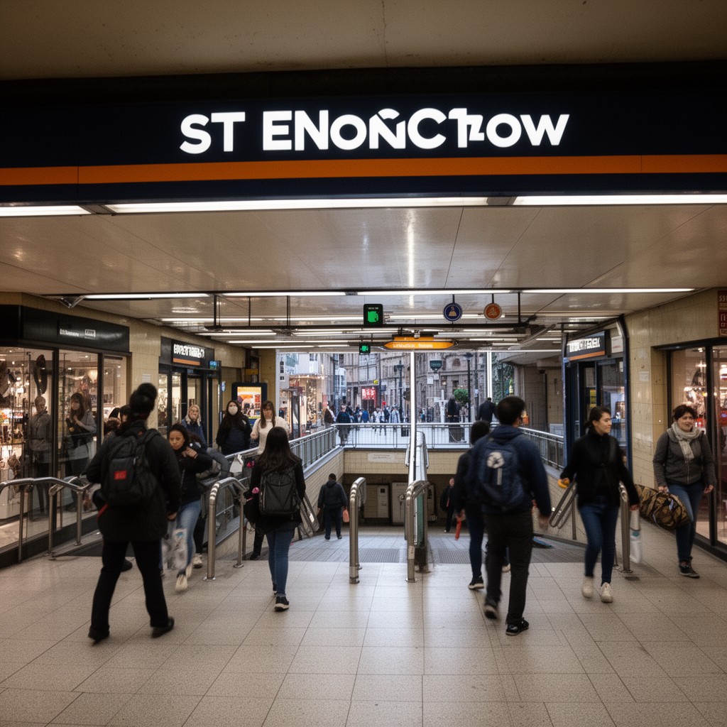 AI-generated illustration of St Enoch subway station