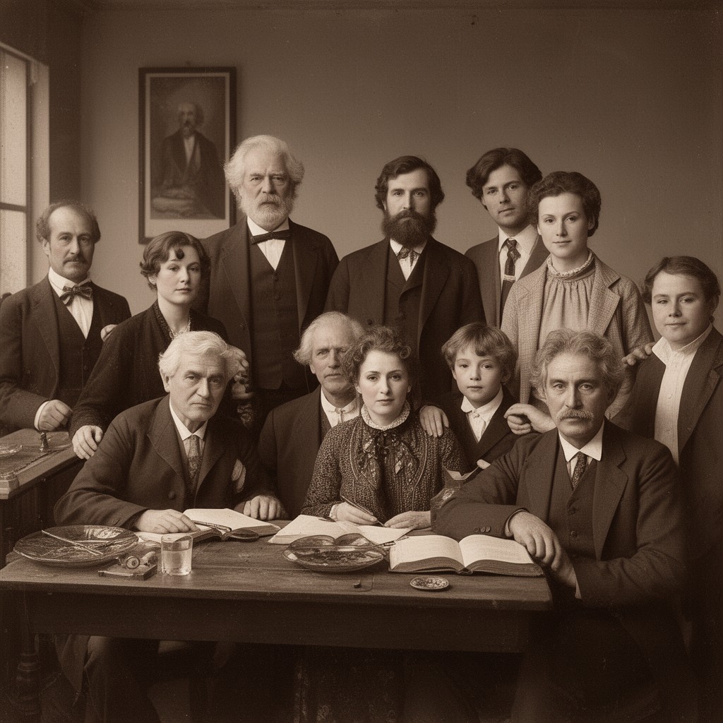 AI-generated illustration of family of Mark Twain