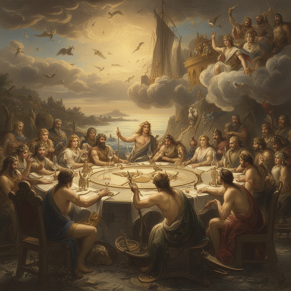 AI-generated illustration of Council of the Gods