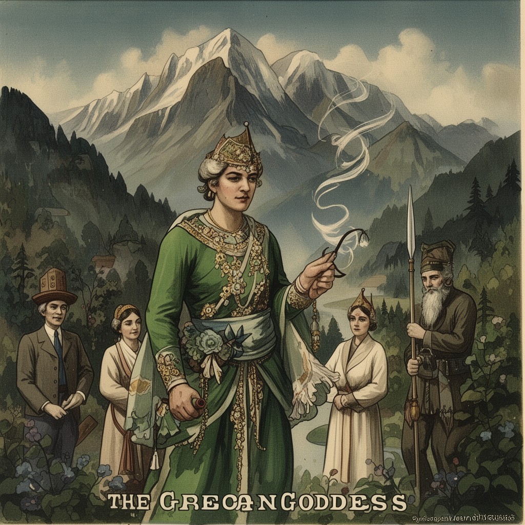 AI-generated illustration of The Green Goddess (1923 film)