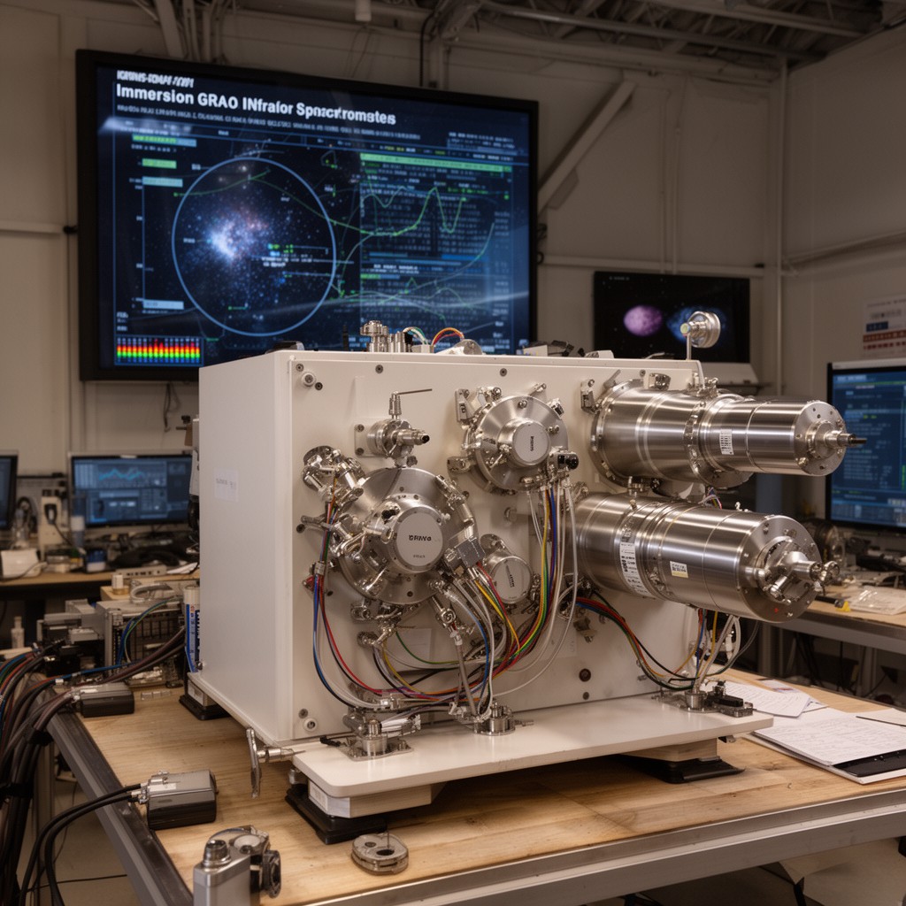 AI-generated illustration of IGRINS-2 (Immersion GRating INfrared Spectrometer 2)