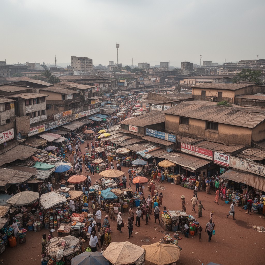 AI-generated illustration of Dugbe Market