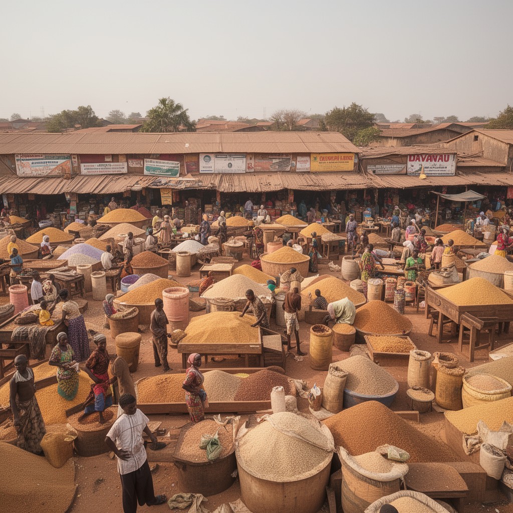 AI-generated illustration of Dawanau grain market
