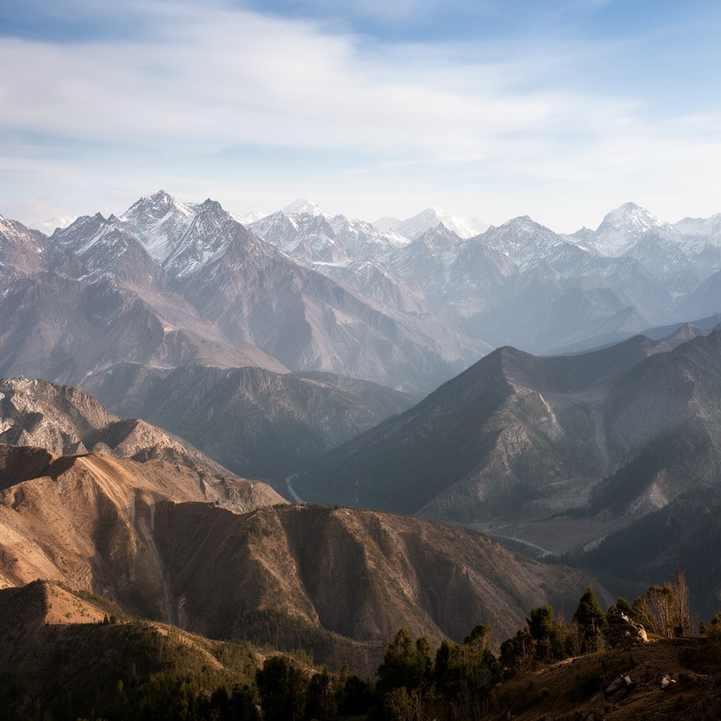 AI-generated illustration of Pamir–Tien Shan mountain system