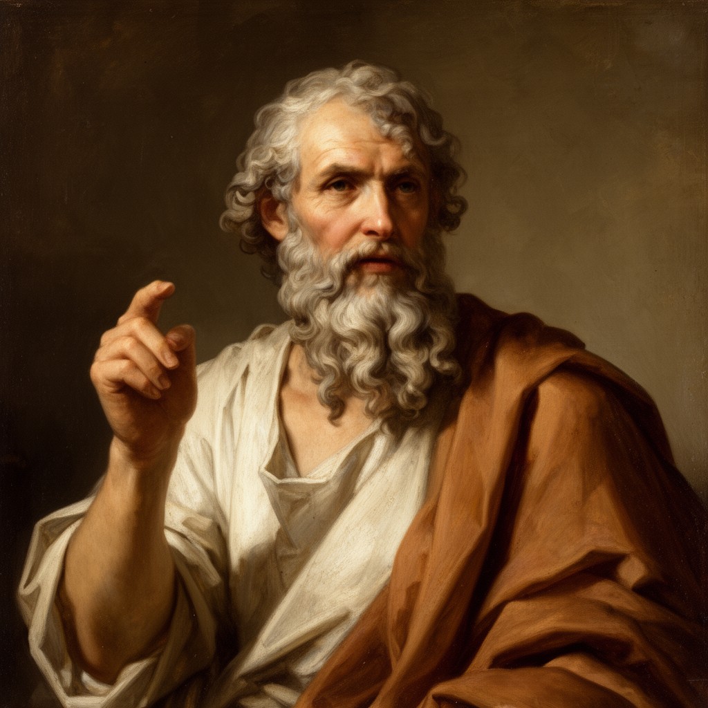 AI-generated illustration of Democritus