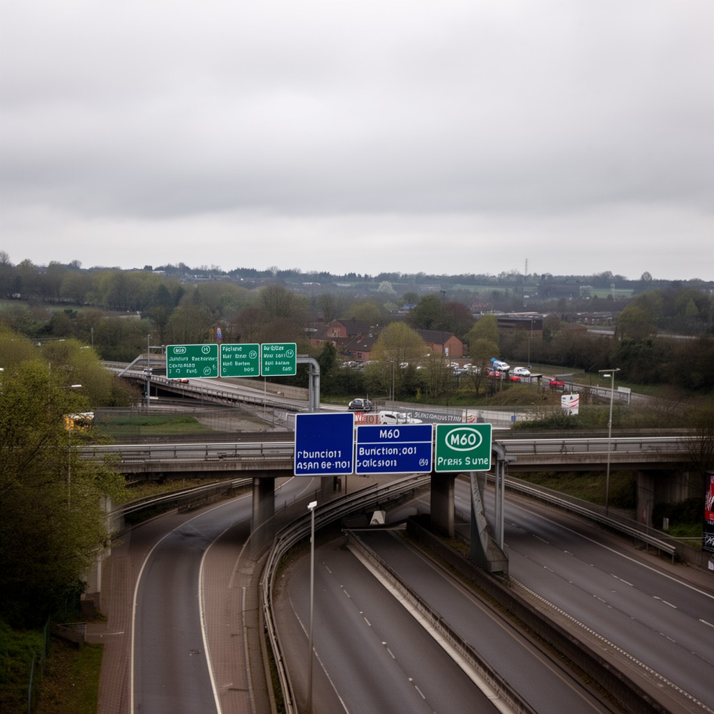AI-generated illustration of Junction 16 of M60 motorway