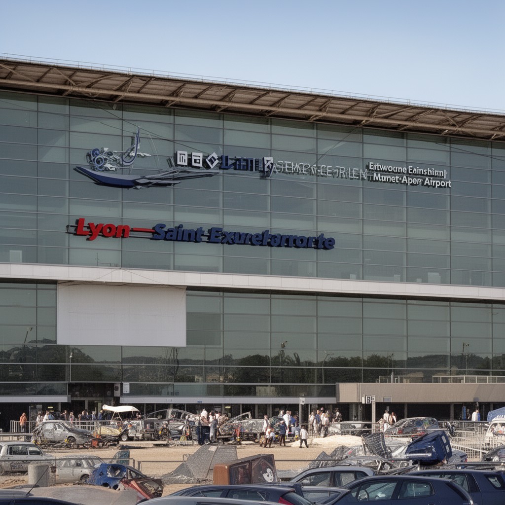 AI-generated illustration of Lyon–Saint-Exupéry Airport