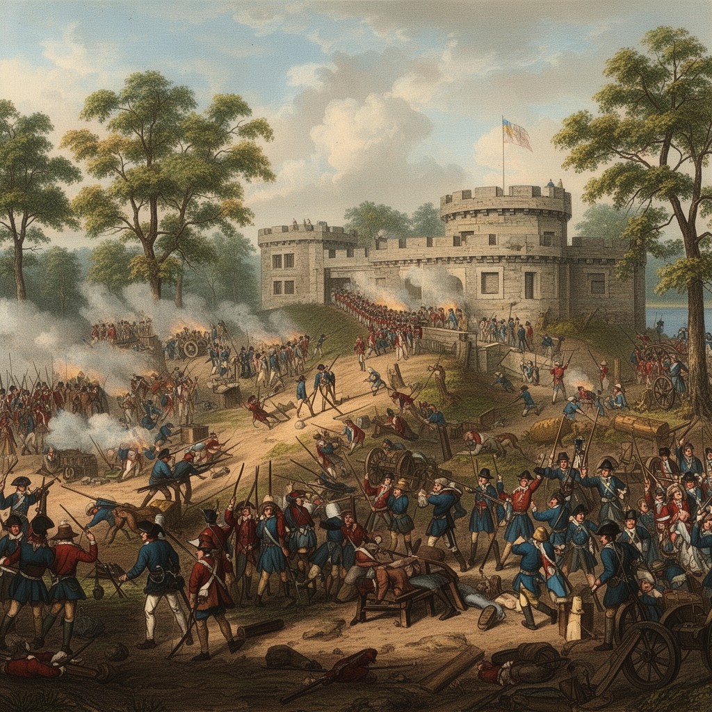 AI-generated illustration of Battle of Fort Ticonderoga (1775)