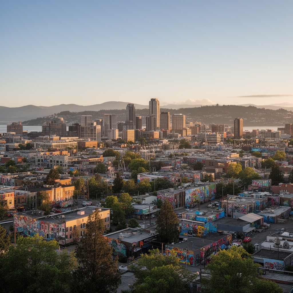 AI-generated illustration of Portland, Oregon, United States
