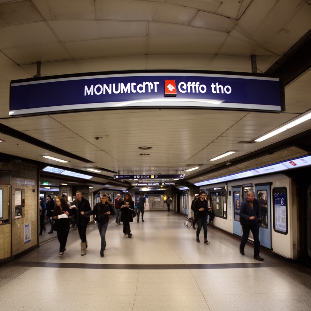 AI-generated illustration of Monument Metro station
