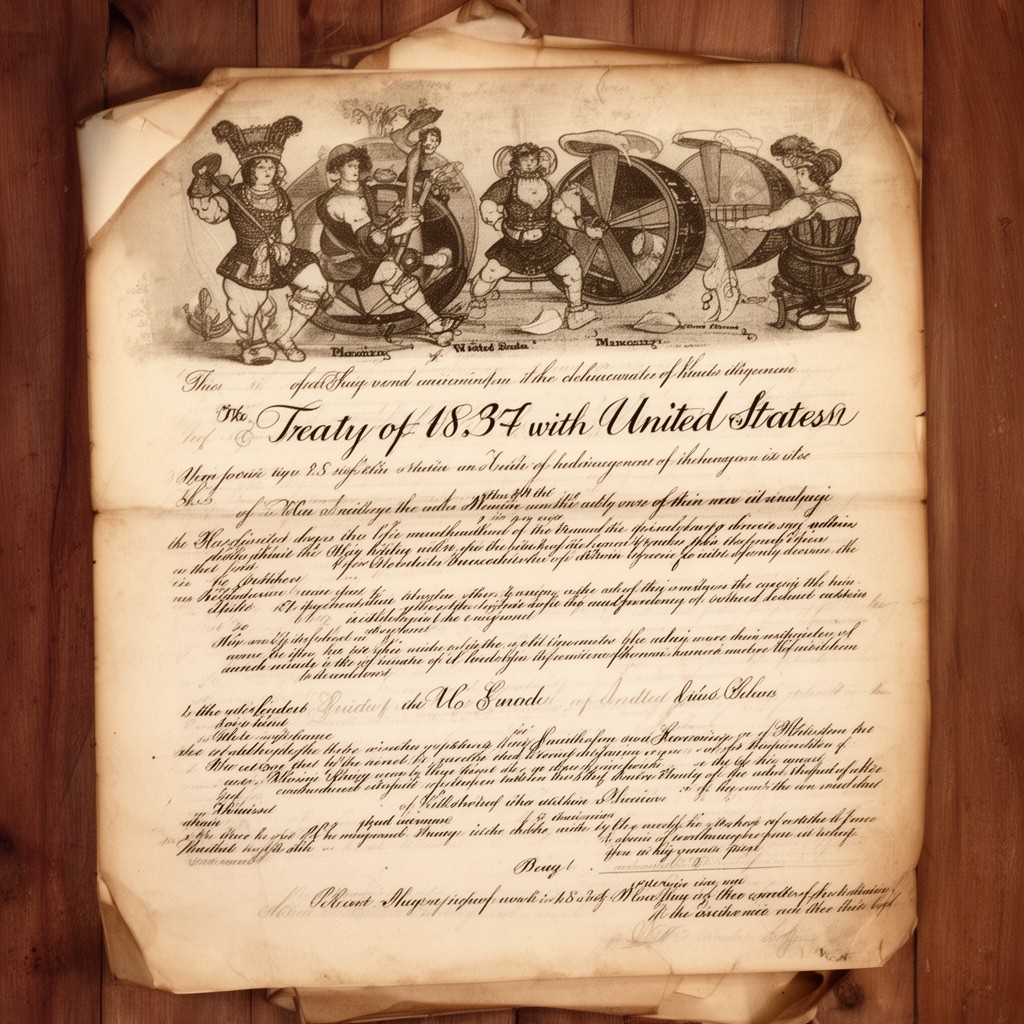 AI-generated illustration of Treaty of 1837 with the United States