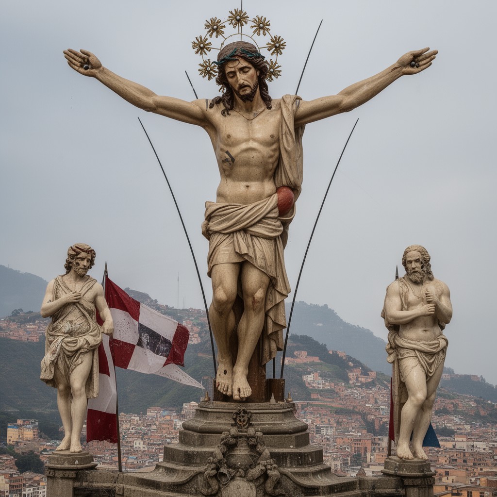 AI-generated illustration of El Señor Caído de Monserrate