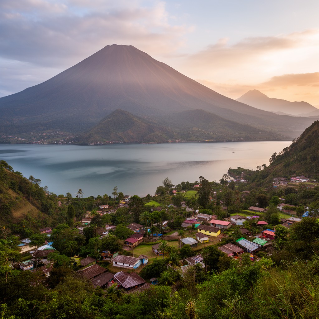 AI-generated illustration of Lake Atitlán