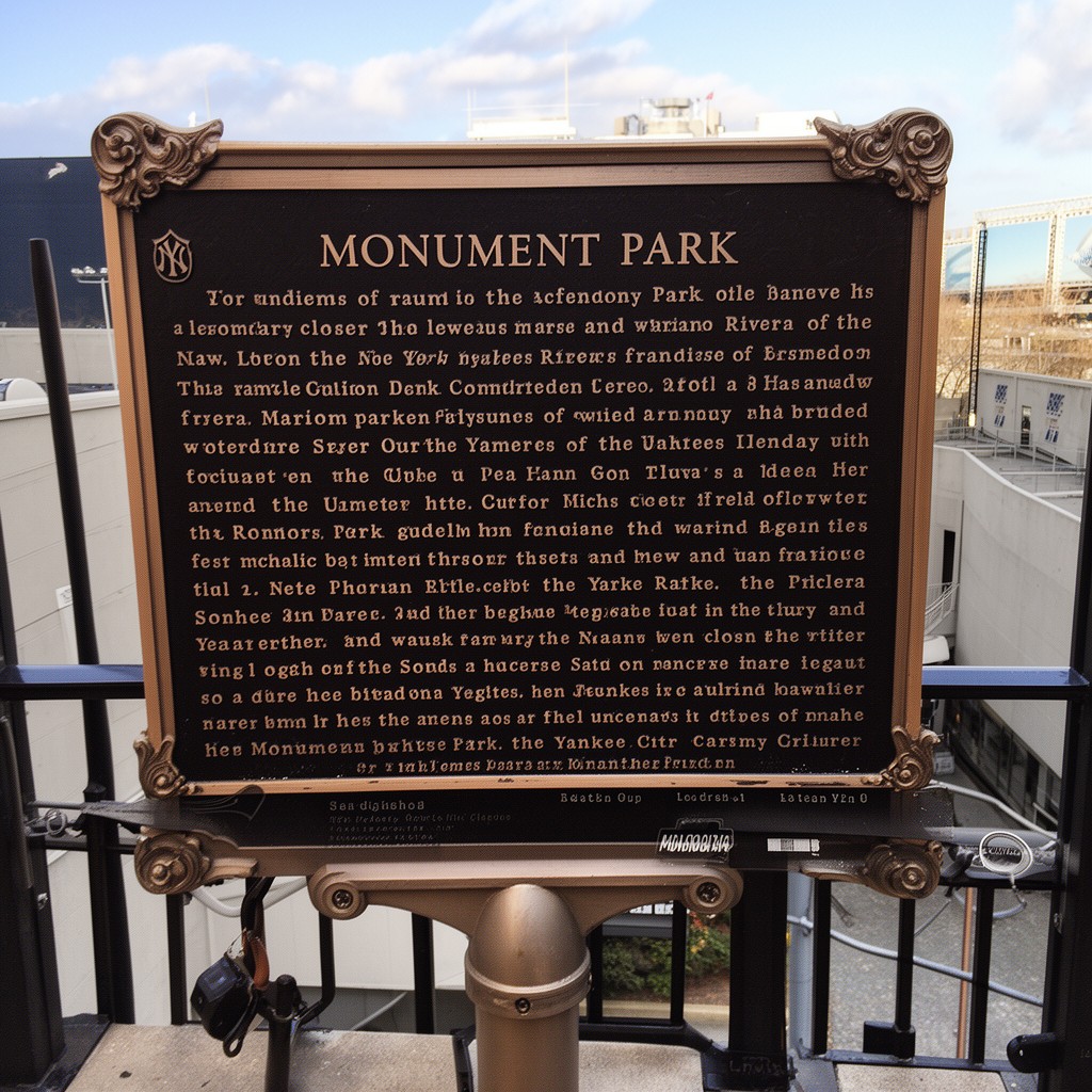 AI-generated illustration of Monument Park plaque
