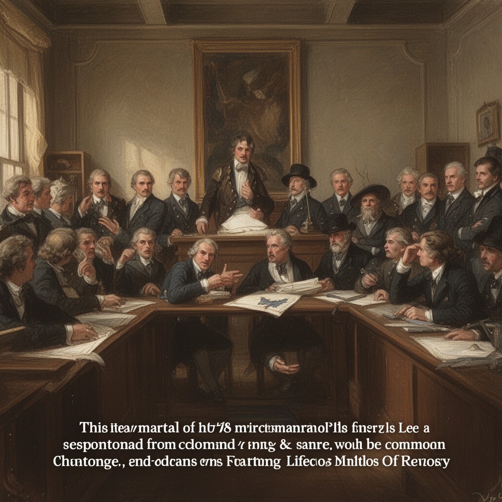 AI-generated illustration of court-martial of General Charles Lee