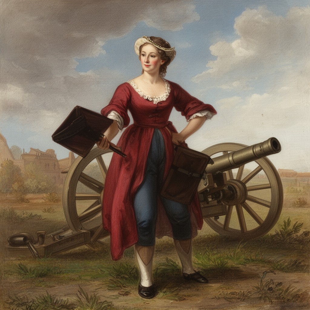 AI-generated illustration of “Molly Pitcher” (Mary Ludwig Hays, traditional attribution)