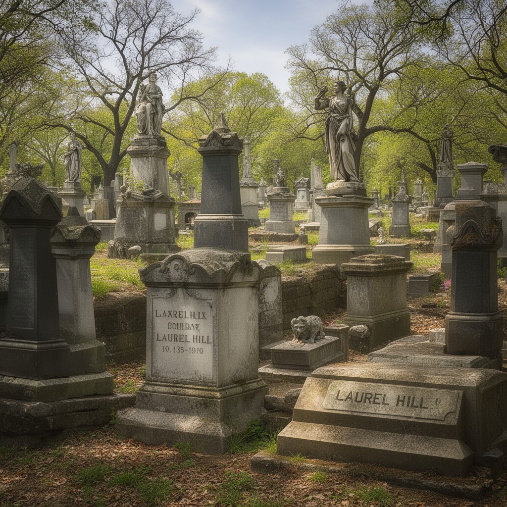 AI-generated illustration of Laurel Hill Cemetery, Philadelphia