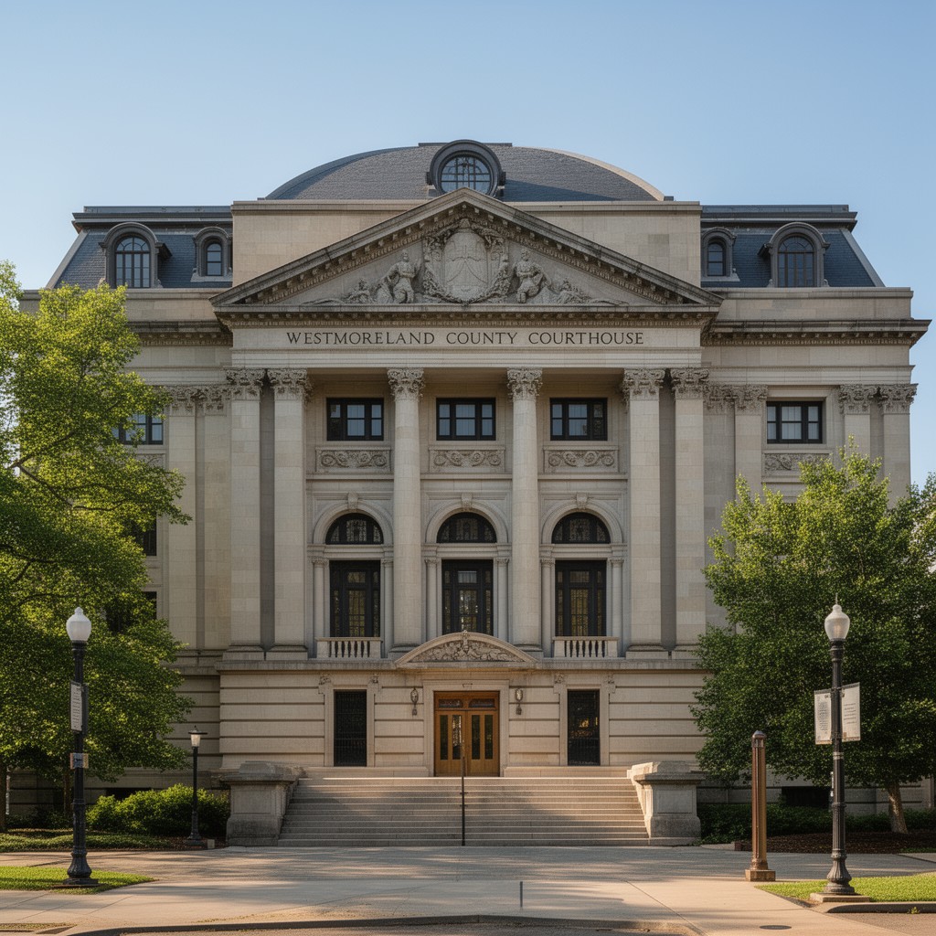 AI-generated illustration of Westmoreland County Courthouse