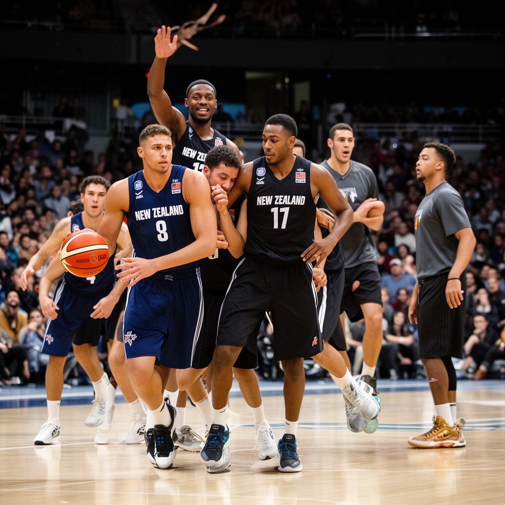 AI-generated illustration of New Zealand national basketball team