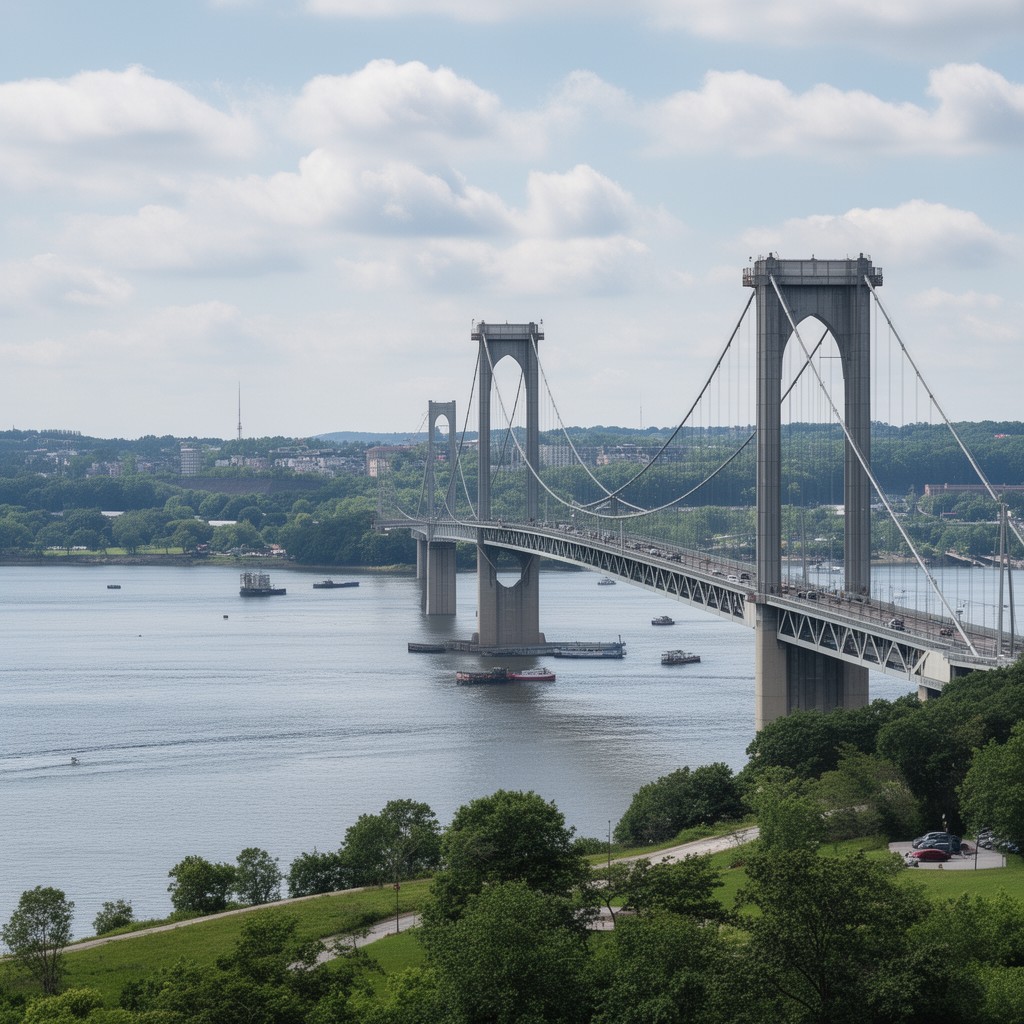 AI-generated illustration of Kingston–Rhinecliff Bridge nearby