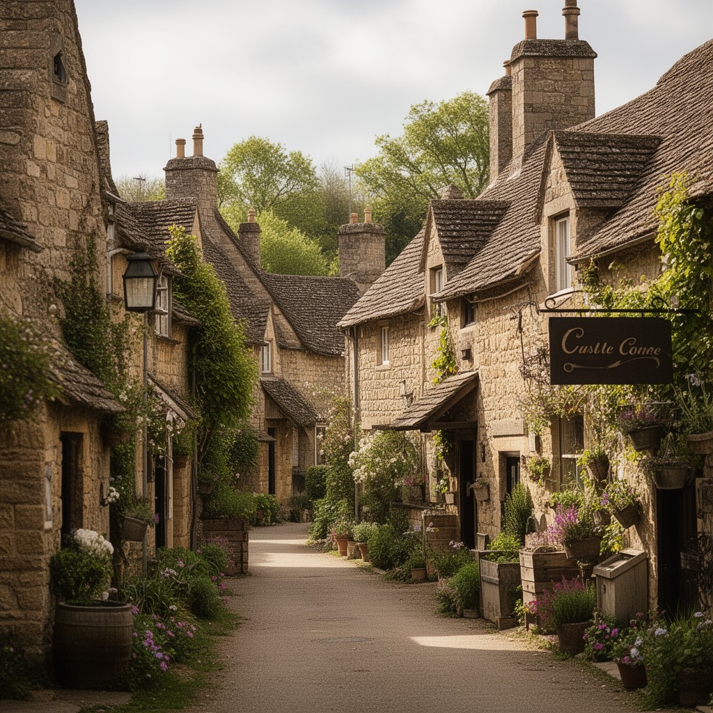 AI-generated illustration of Castle Combe