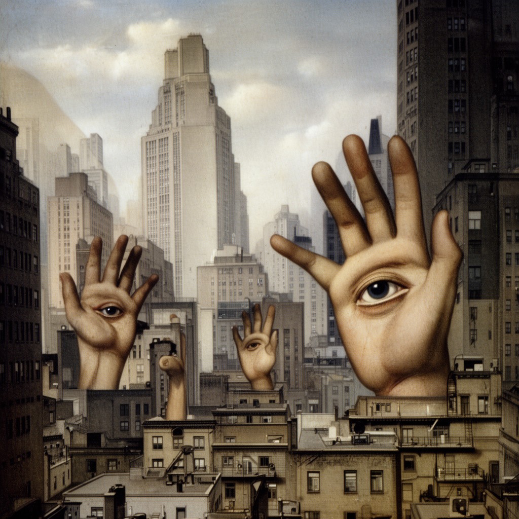 AI-generated illustration of “Lonely Metropolitan” photomontage