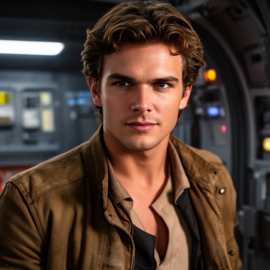 AI-generated illustration of Alden Ehrenreich as Han Solo