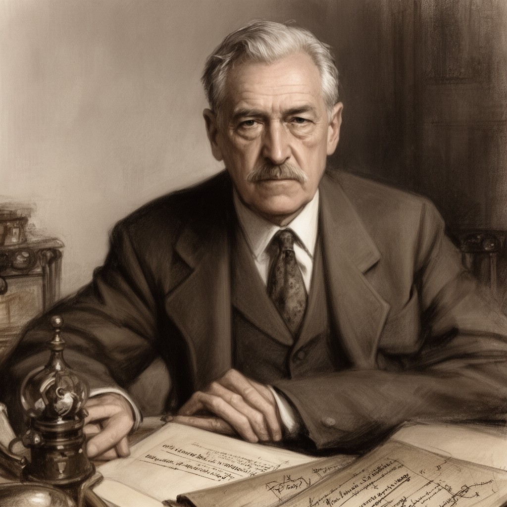 AI-generated illustration of John Galsworthy