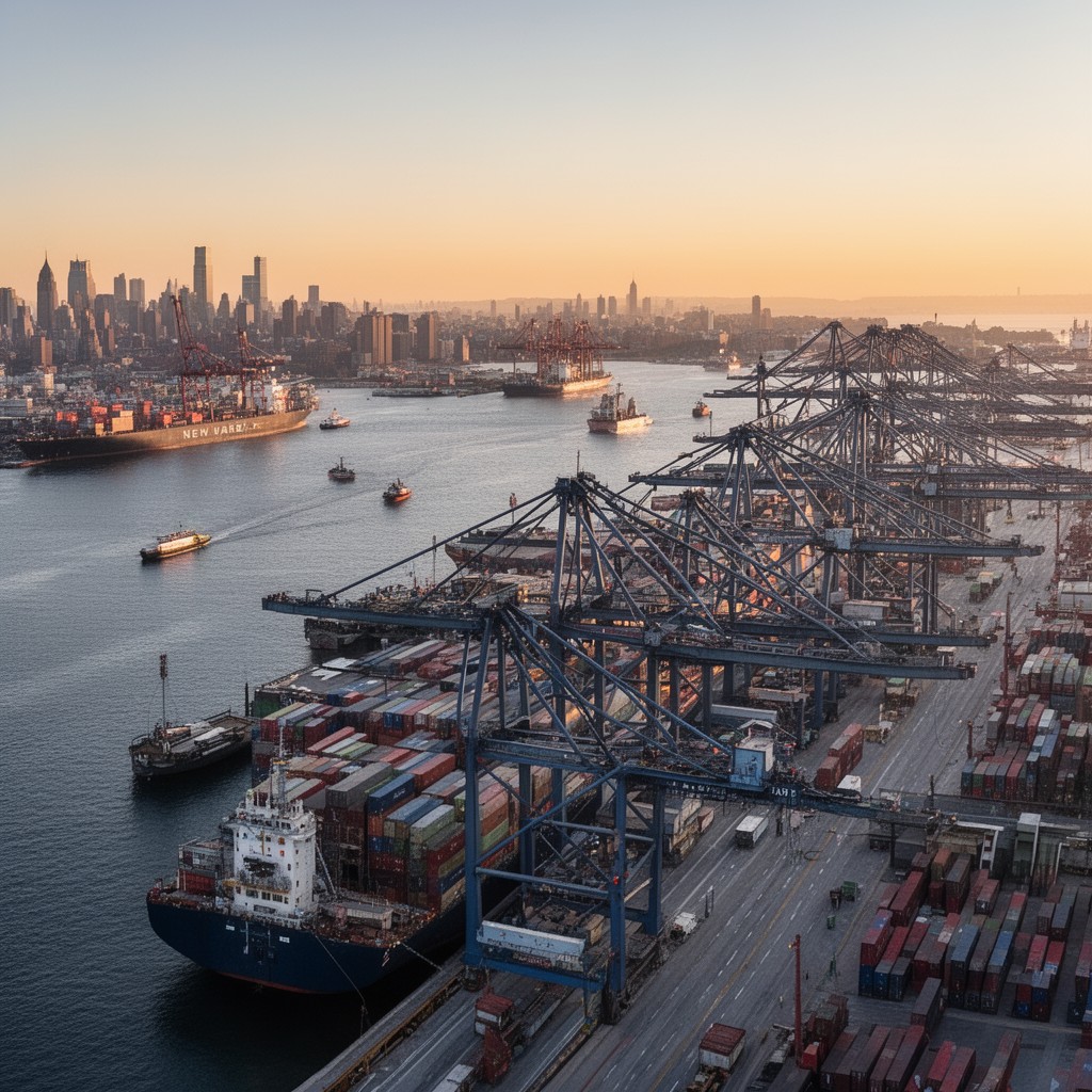 AI-generated illustration of Port of New York and New Jersey