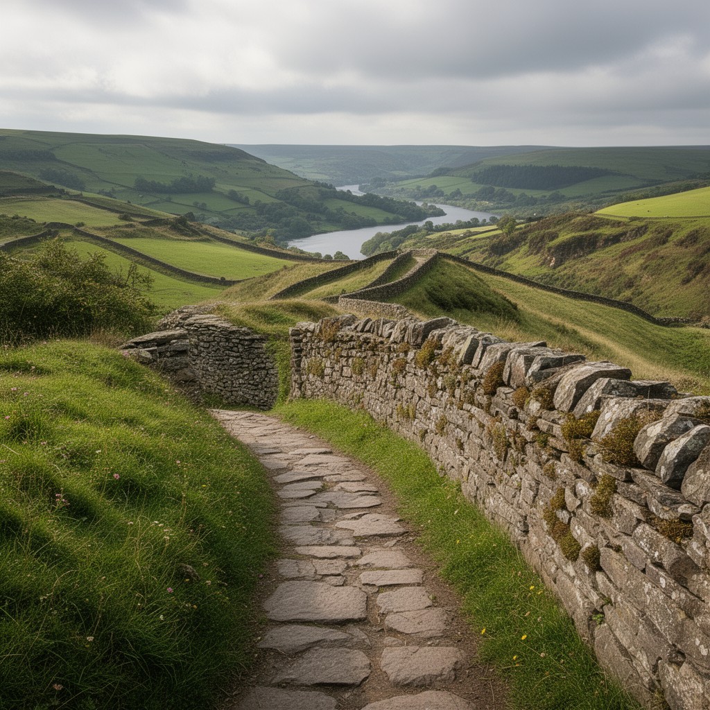 AI-generated illustration of Offa's Dyke Path (sections)