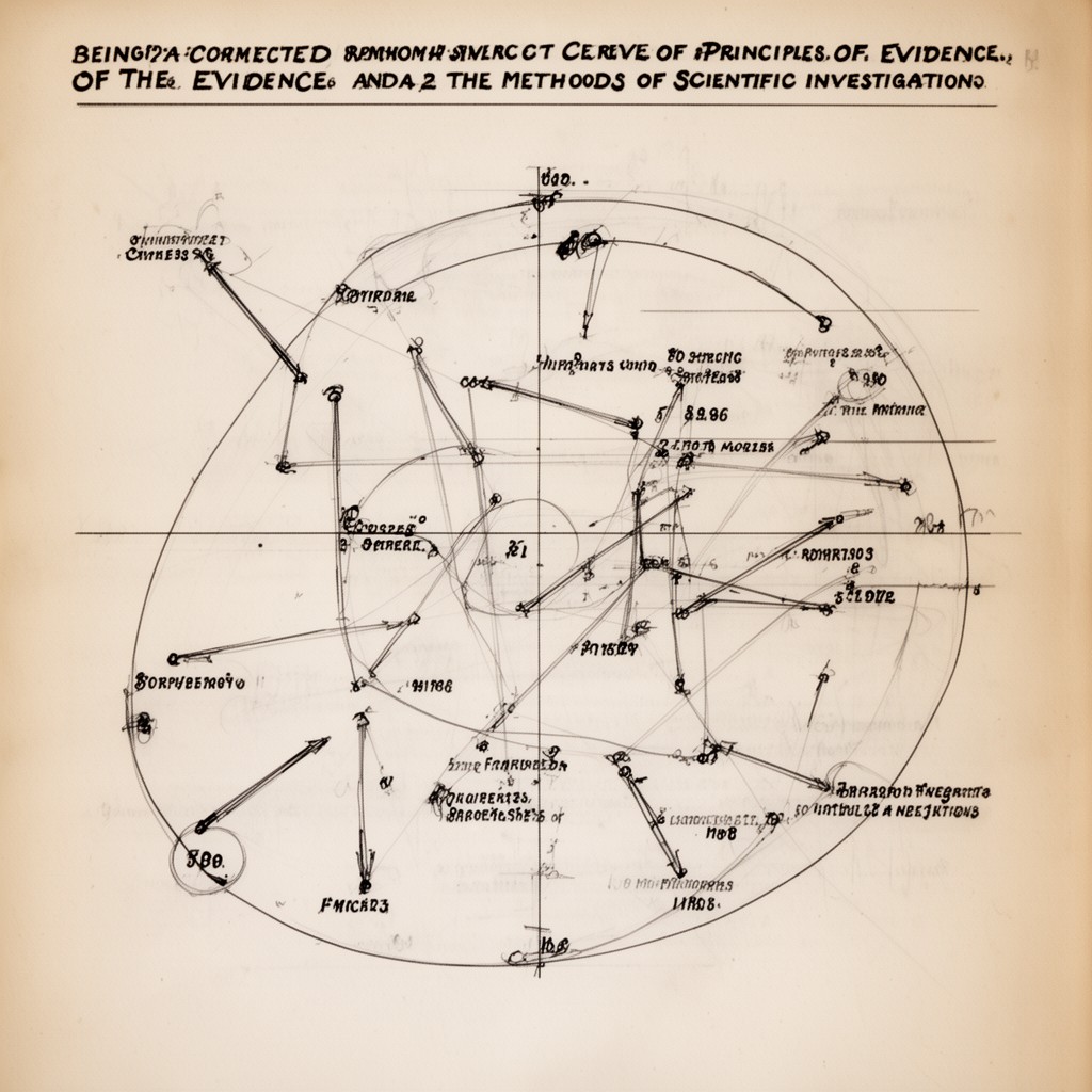 AI-generated illustration of Being a Connected View of the Principles of Evidence and the Methods of Scientific Investigation