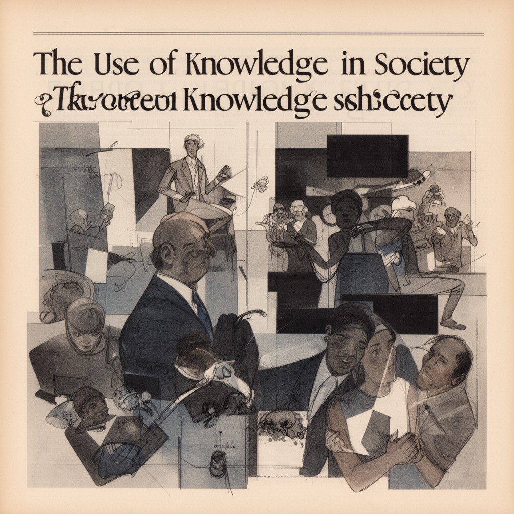 AI-generated illustration of The Use of Knowledge in Society