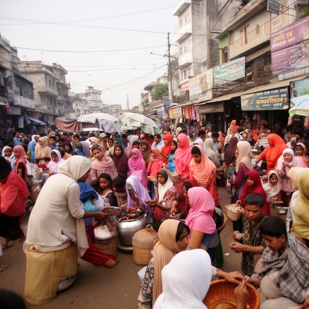 AI-generated illustration of Bengali Muslims