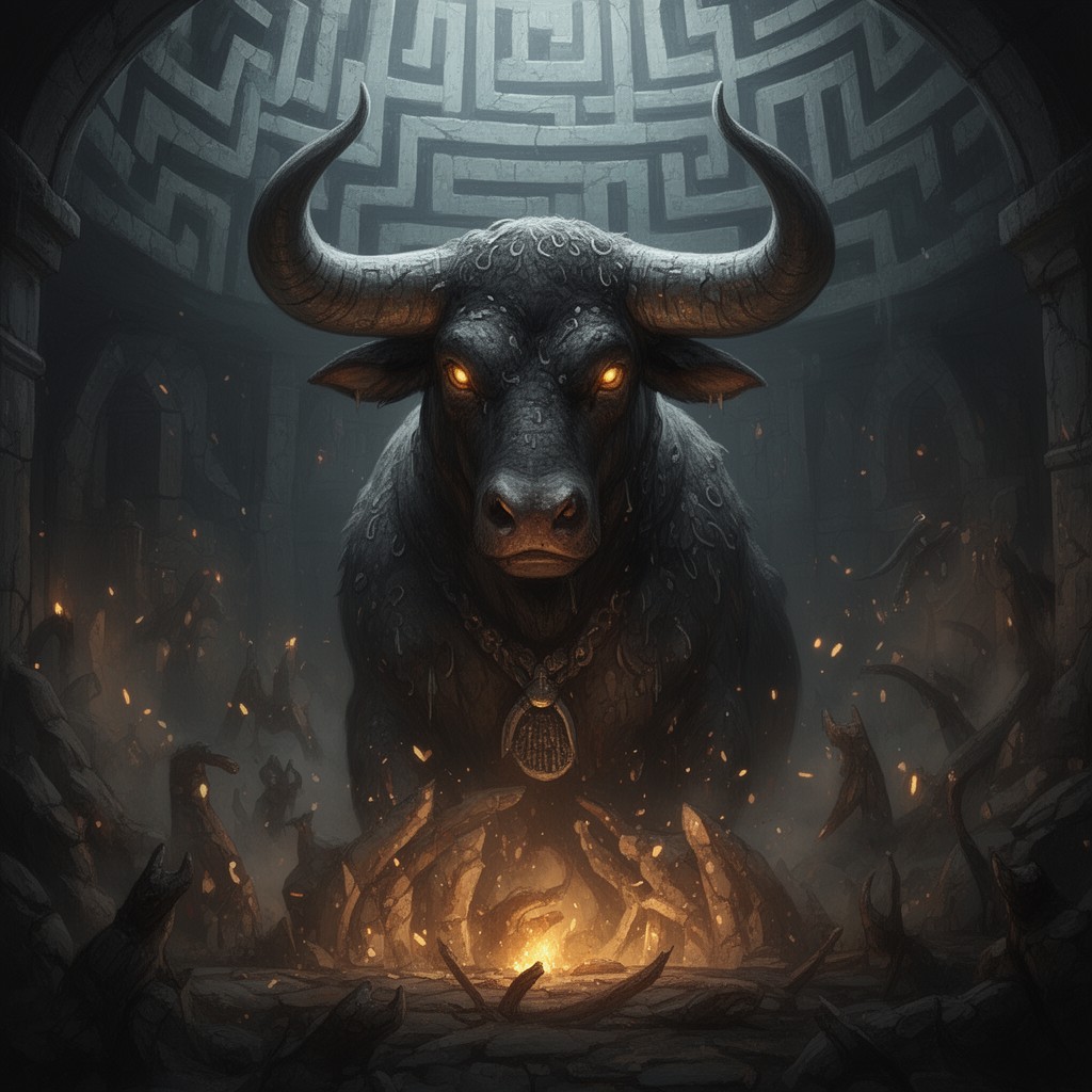 AI-generated illustration of labyrinth of the Minotaur