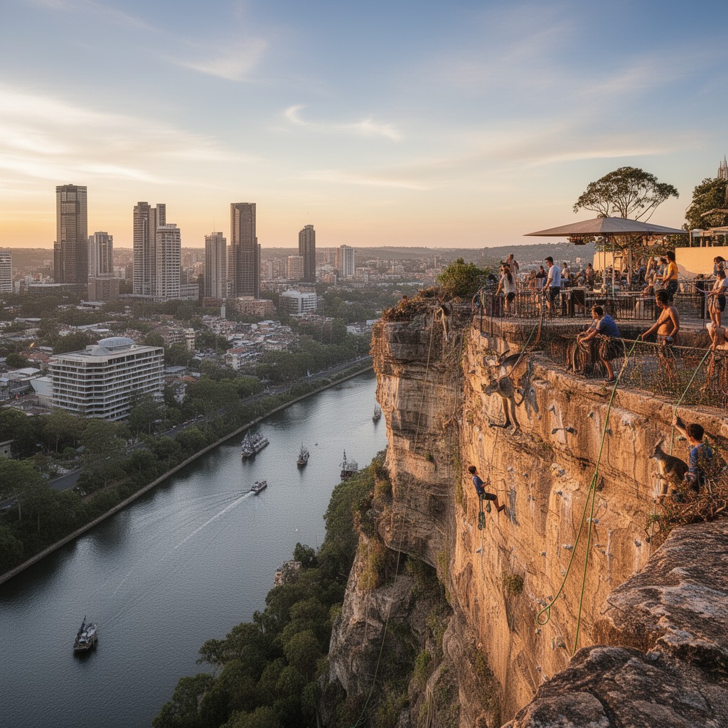 AI-generated illustration of Kangaroo Point Cliffs